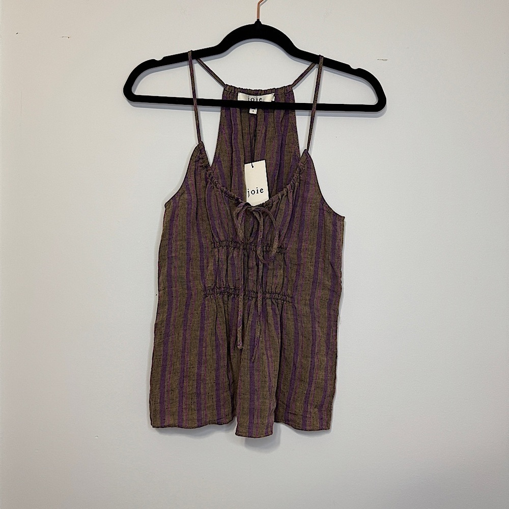 Joie Deandra Linen Striped Top - Lavender Mist Multi - Size S NWT